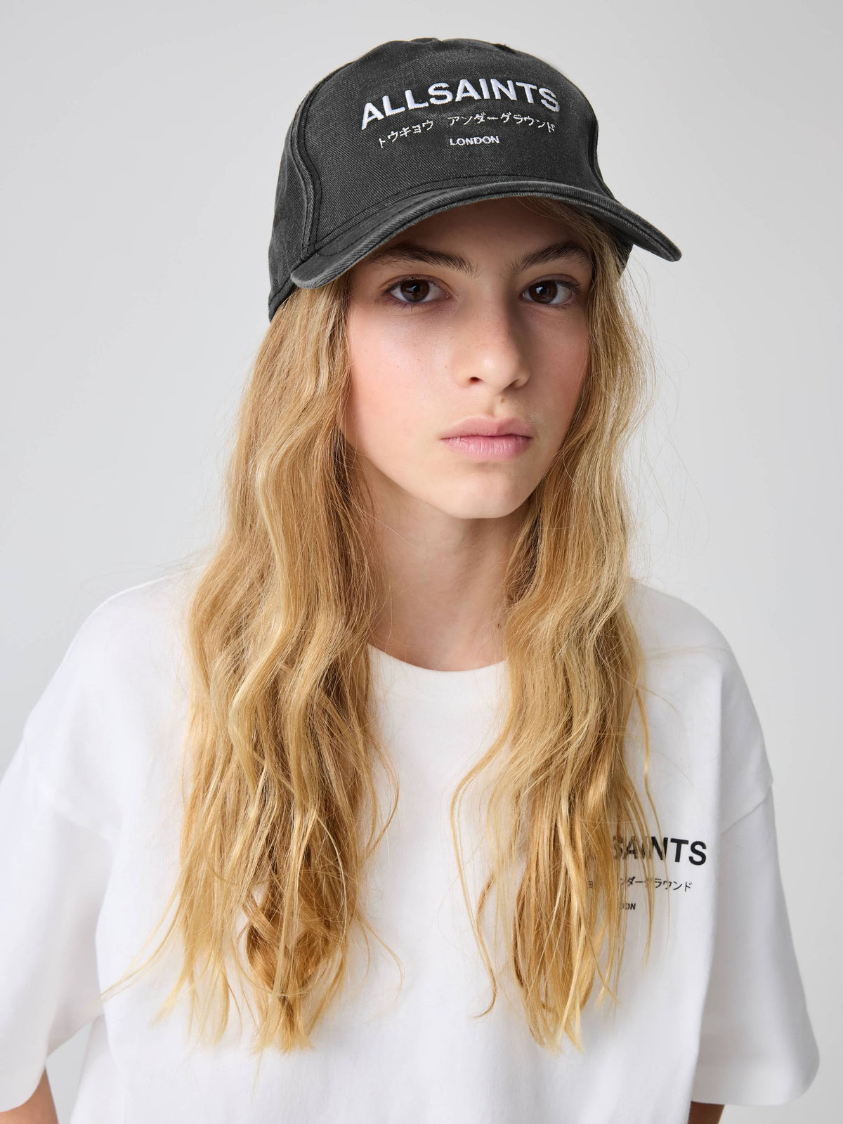 AllSaints Grey Underground baseball cap - British product