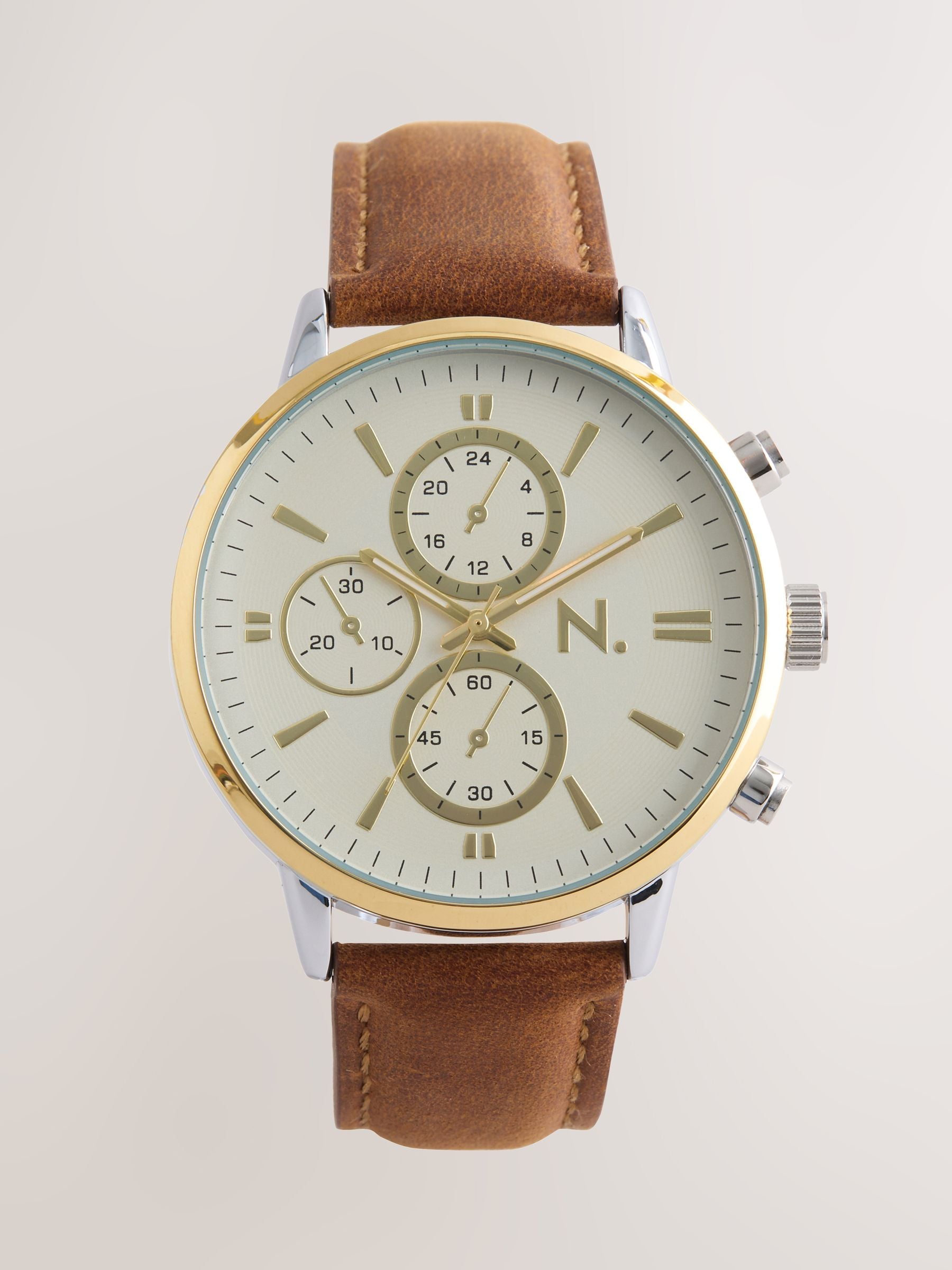 Brown N. Premium leather strap watch (British brand)