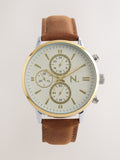 Brown N. Premium leather strap watch (British brand)