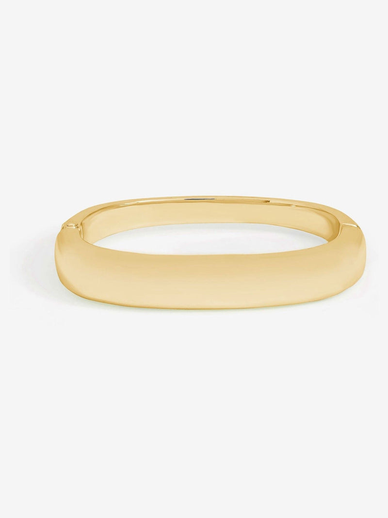 Gold Plated Polished Rectangular Bangle 12mm Wide 50mm Length