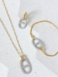 18K Gold-Plated Crystal Toggle Bracelet 160mm Length