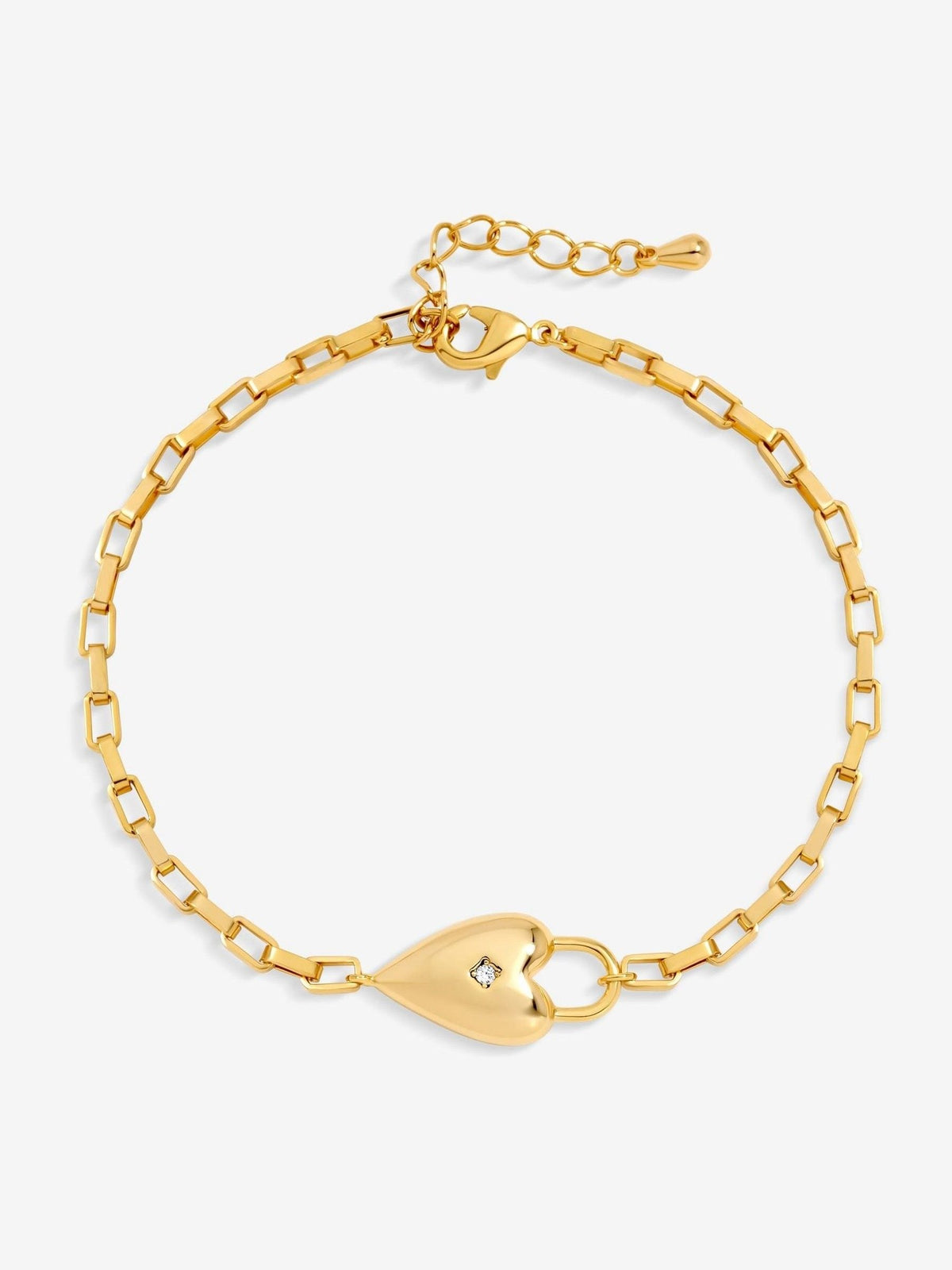 Gold-Plated Cubic Zirconia Heart Bracelet with Lobster Clasp