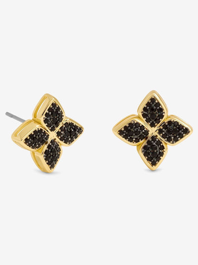 Next Jon Richard Gold 14K Plated and Jet Druzy Stone Clover Earrings- Buy online at McGrocer