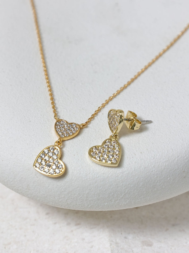 Jon Richard gold heart earrings 10mm x 23mm, UK version