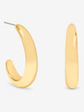 Gold Plated Polished Large Curve Hoop Earrings 33mm