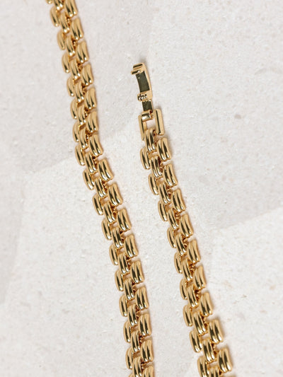 Gold Plated Gate Chain Bracelet with Lobster Clasp, 190mm Length, 7mm Width