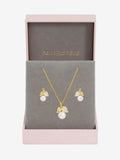Jon Richard cubic zirconia pearl and leaf necklace set 18 inch chain, UK version