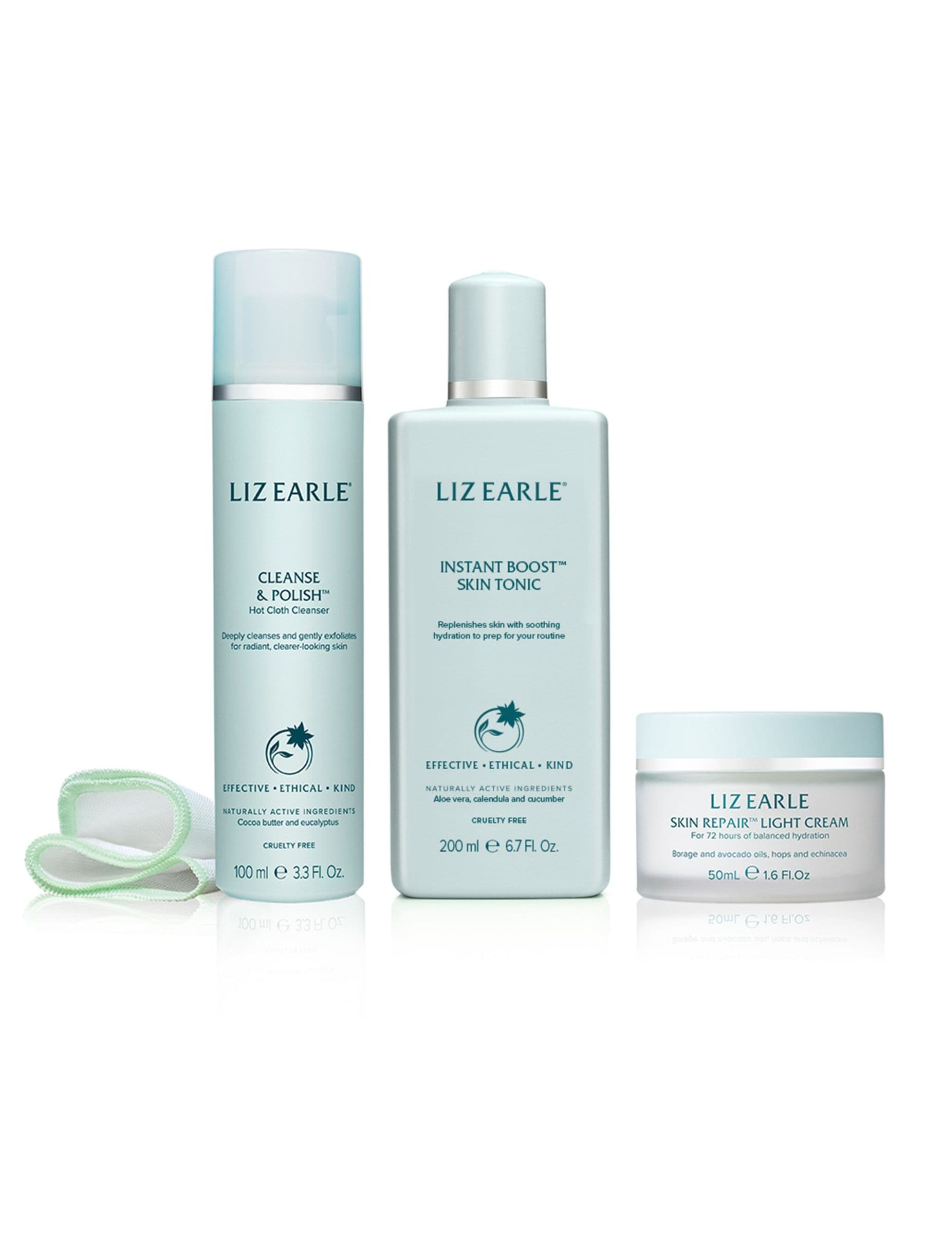 Liz Earle Hydration Boosting Routine skincare set, UK version