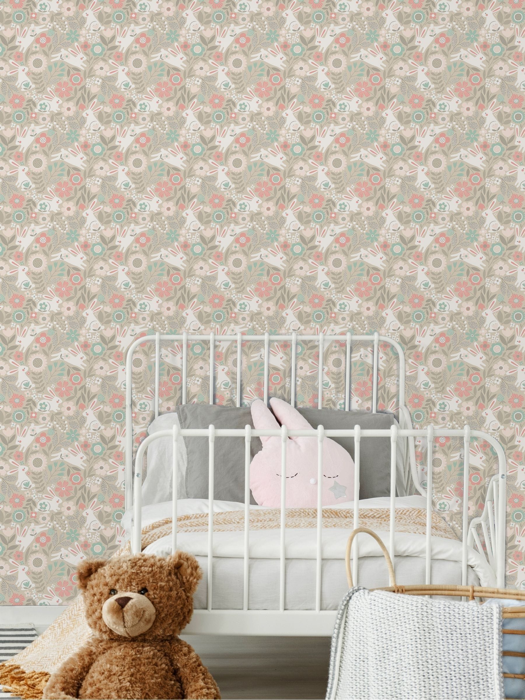 Hoopla Walls Bouncing Bunnies wallpaper 10m, imported from the UK