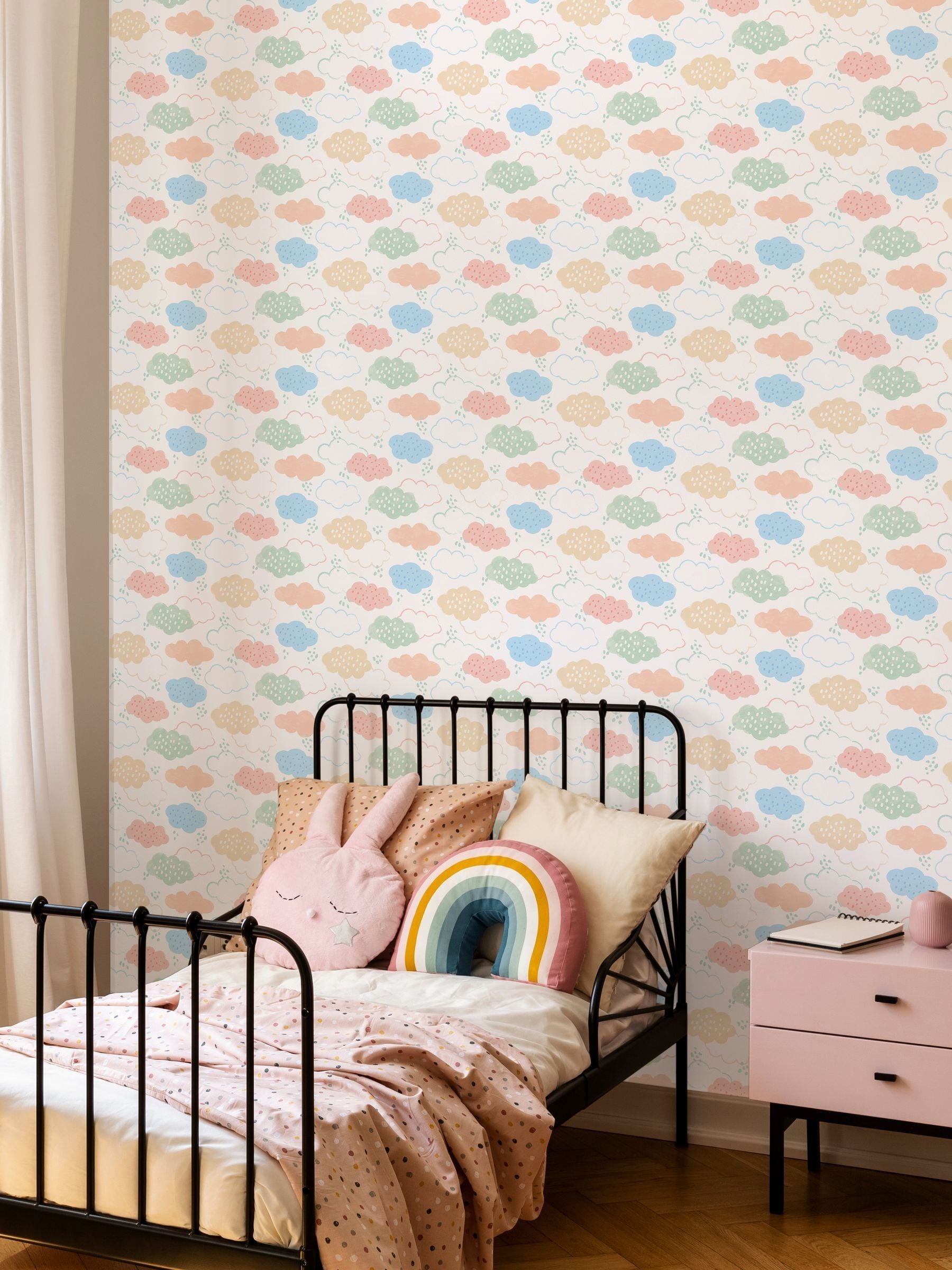 Hoopla Walls Pink Fluffy Clouds wallpaper 10m - British product
