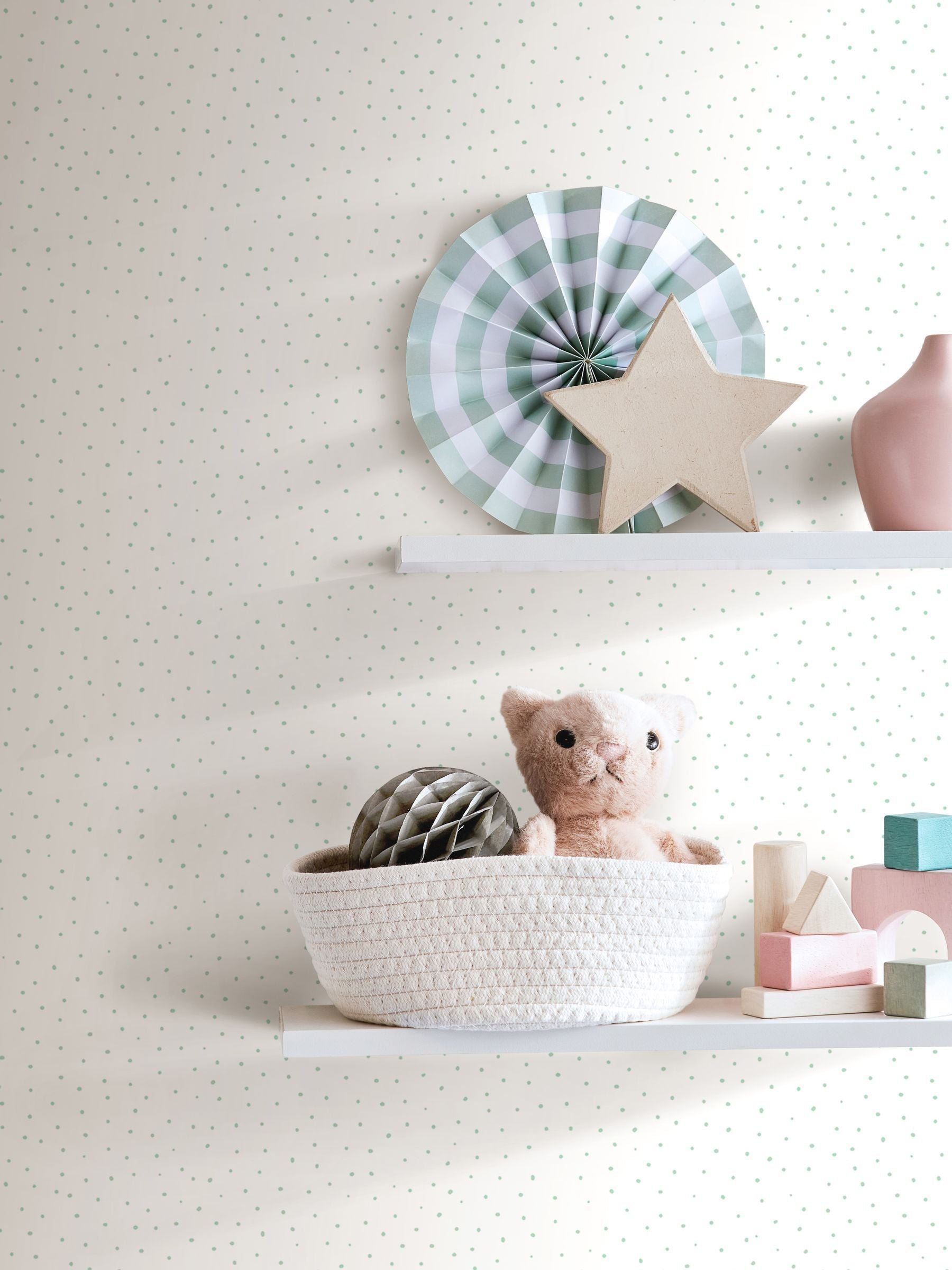 Hoopla Walls blue mini dots wallpaper roll 10m, UK version
