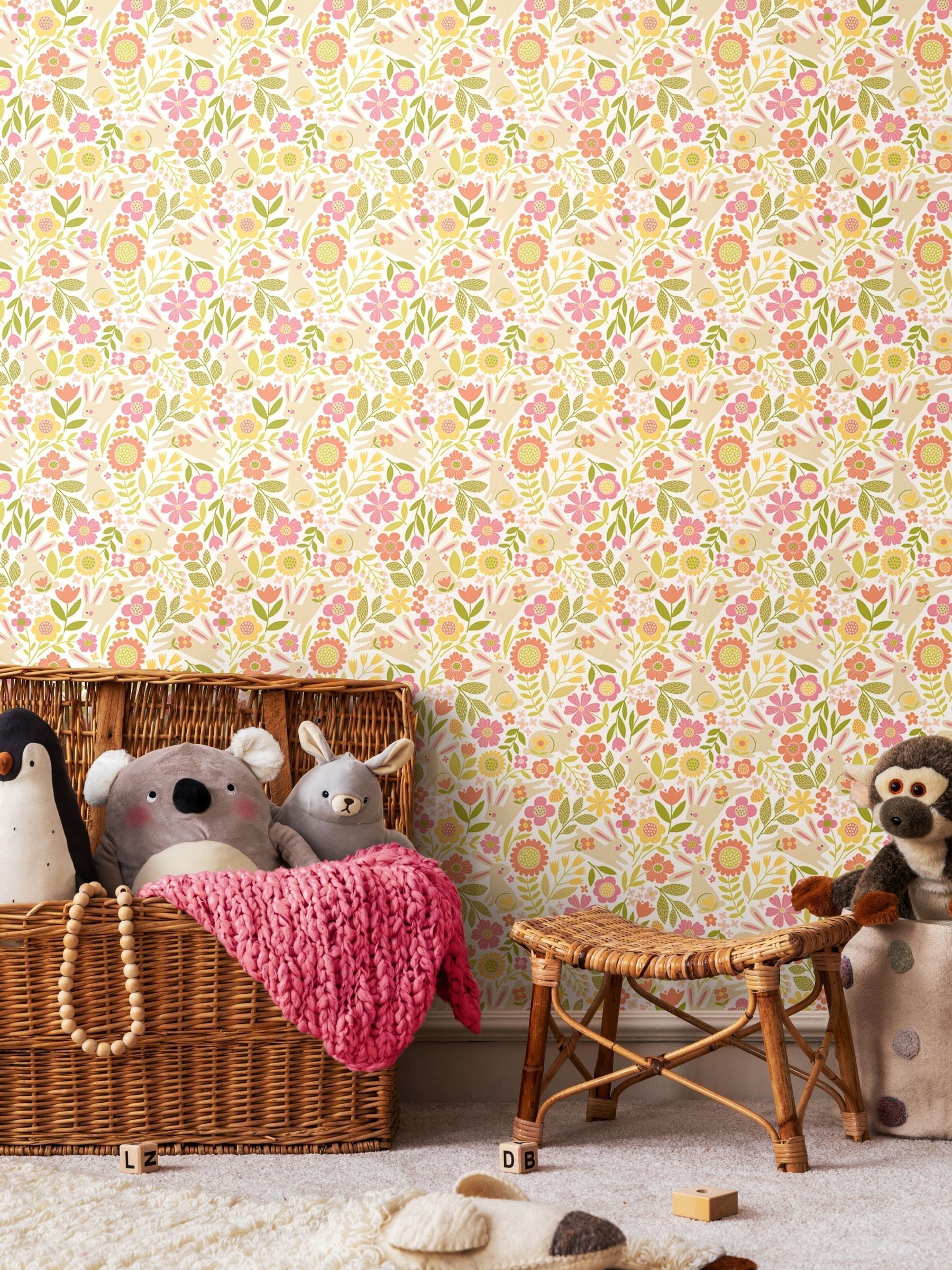 Hoopla Walls Yellow Bouncing Bunnies 10m Wallpaper