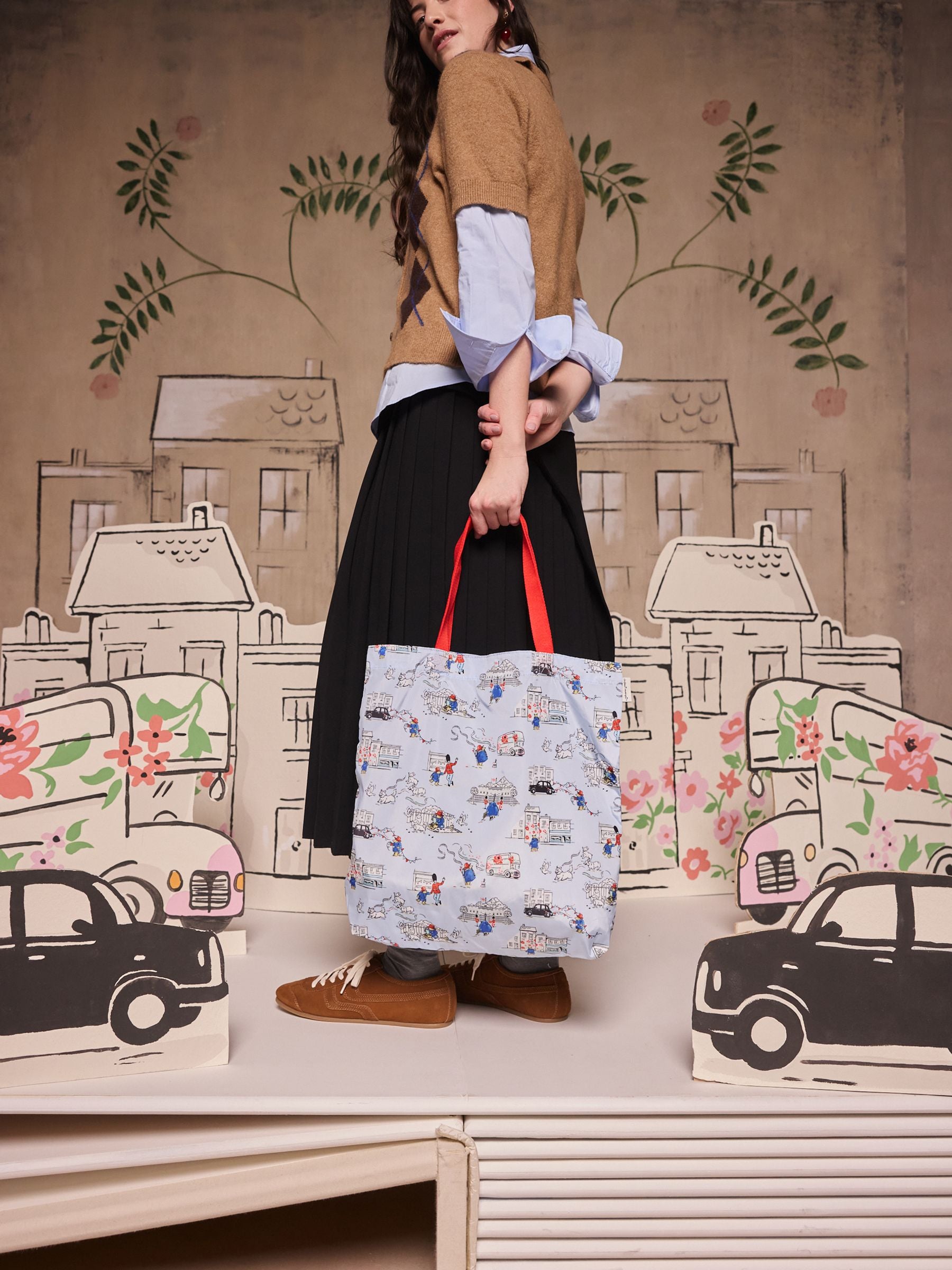 Cath Kidston Blue Paddington London small foldaway tote bag (British brand)
