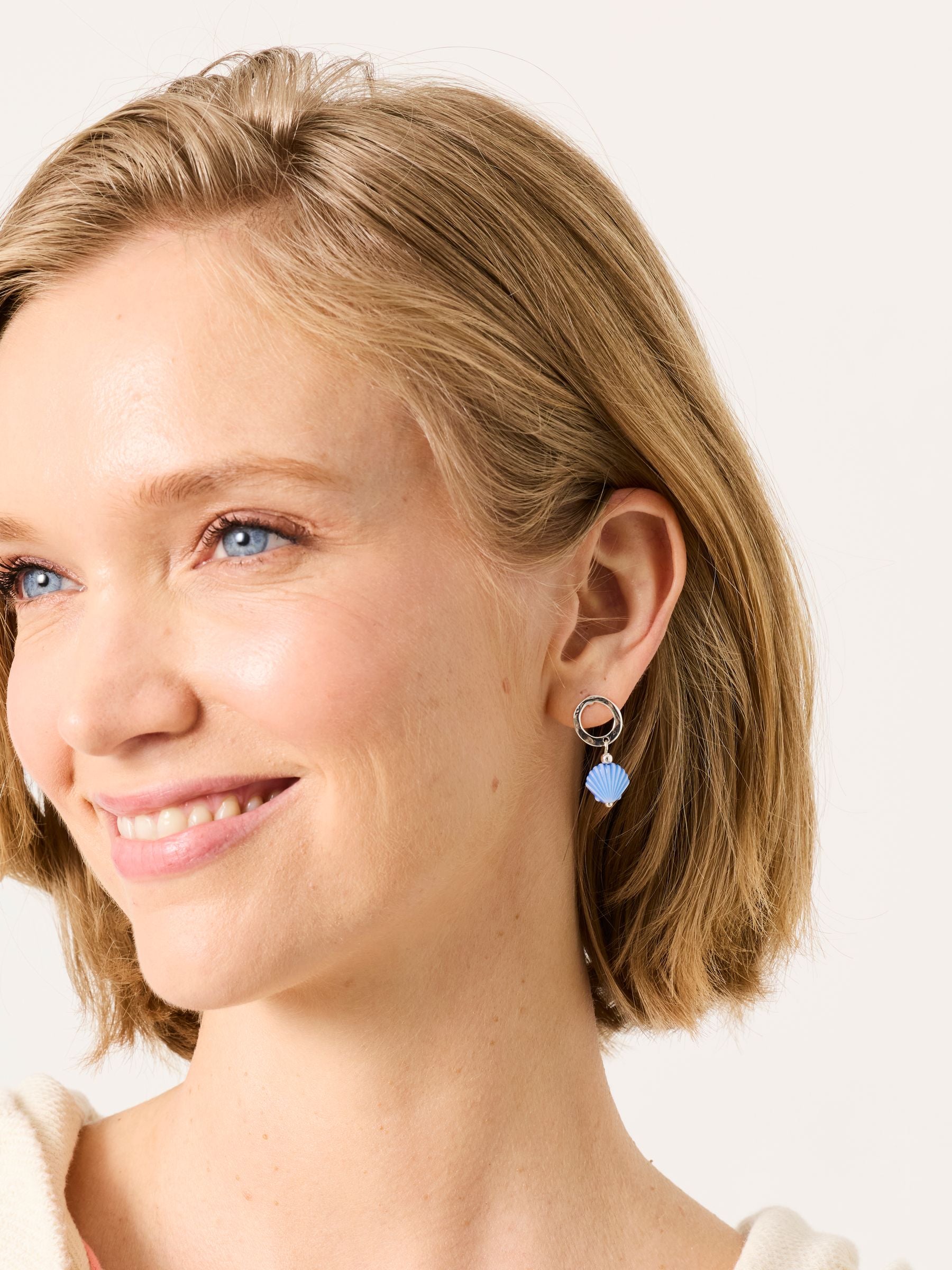 FatFace Blue Shell Drop Earrings, imported from the UK