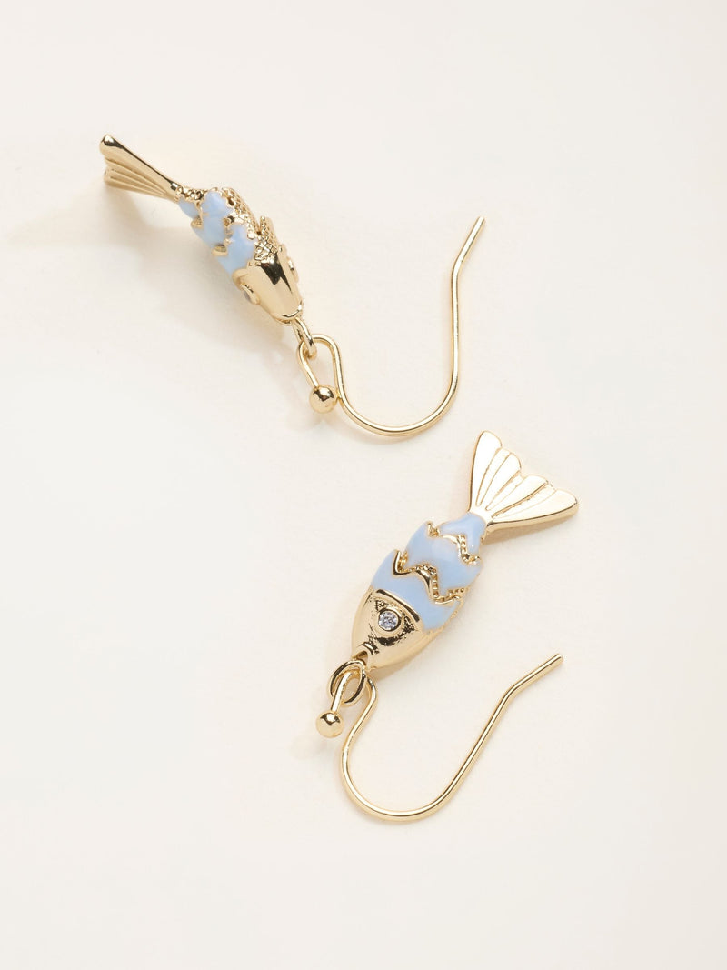 FatFace gold tone fish drop earrings, imported from the UK