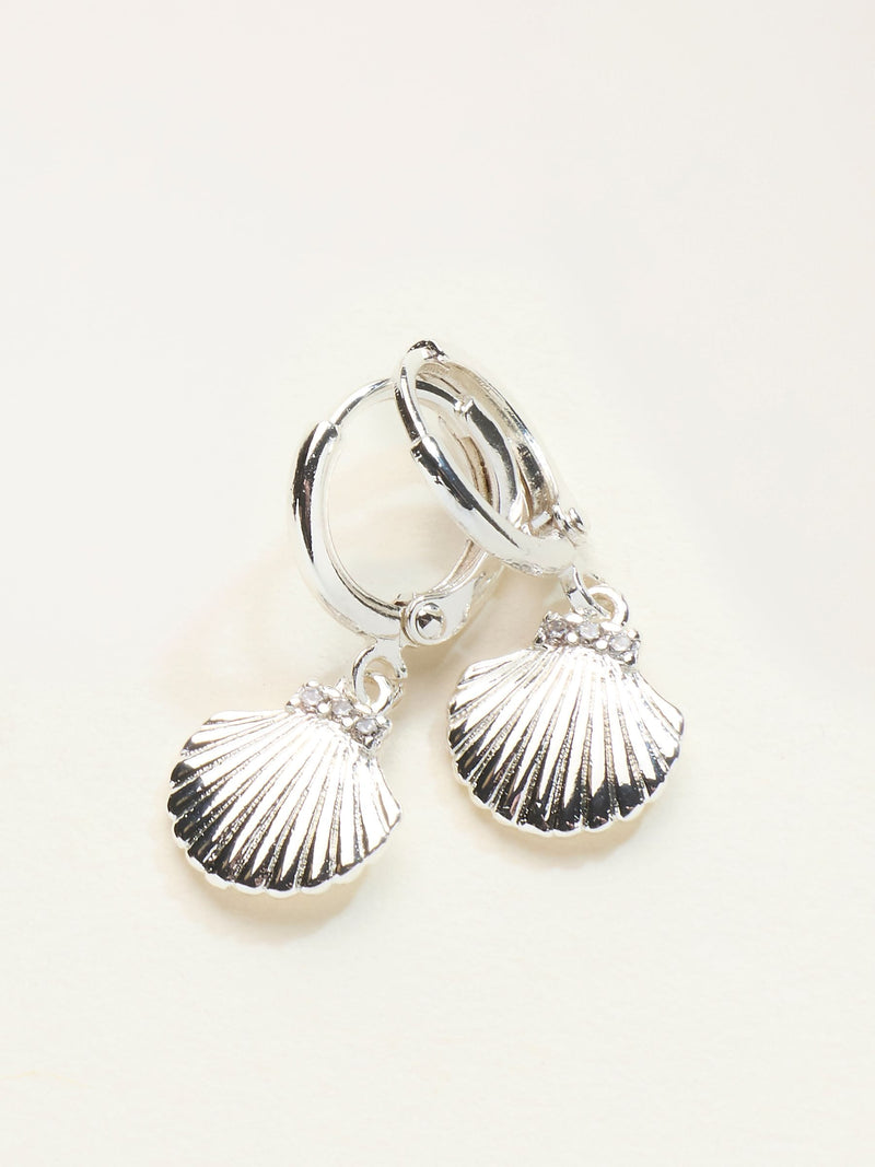 FatFace silver tone shell charm earrings (British brand)