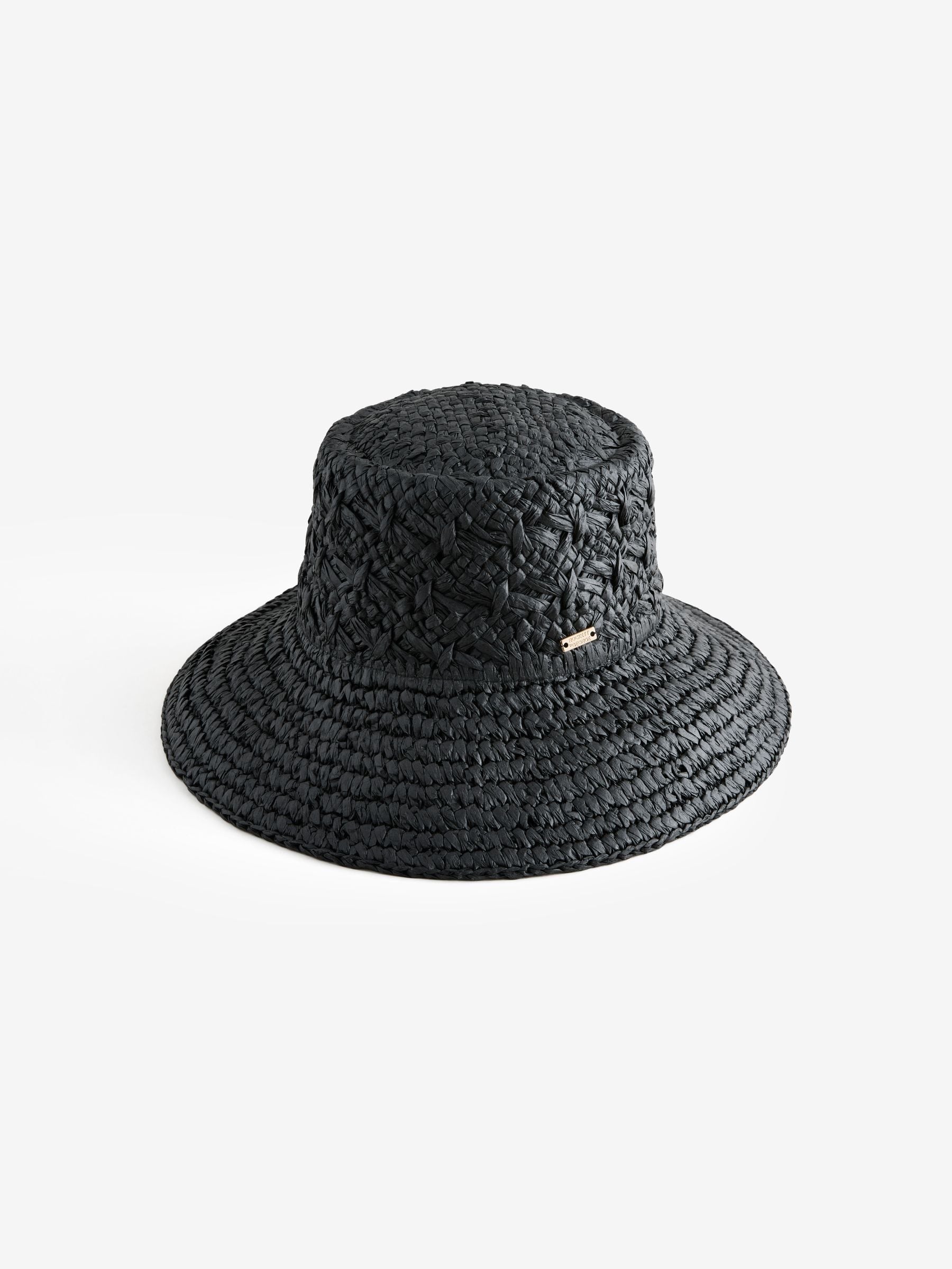 Rockett St George Black Raffia Effect bucket hat - British product