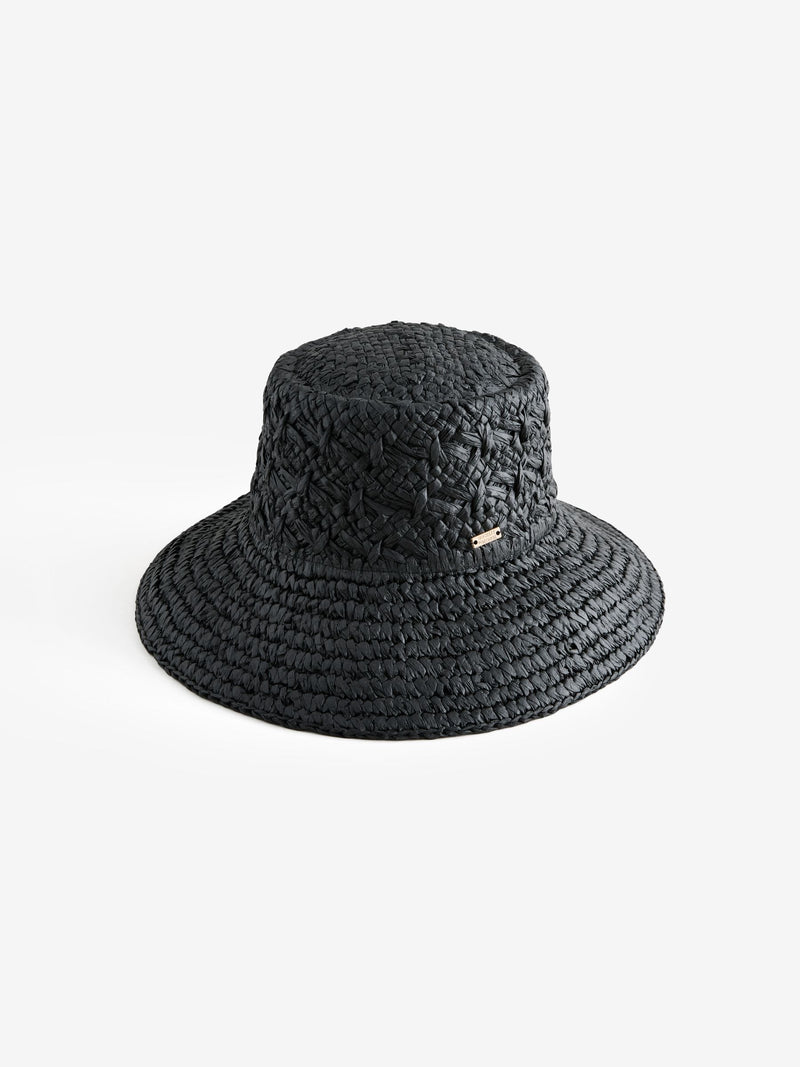Rockett St George Black Raffia Effect bucket hat - British product