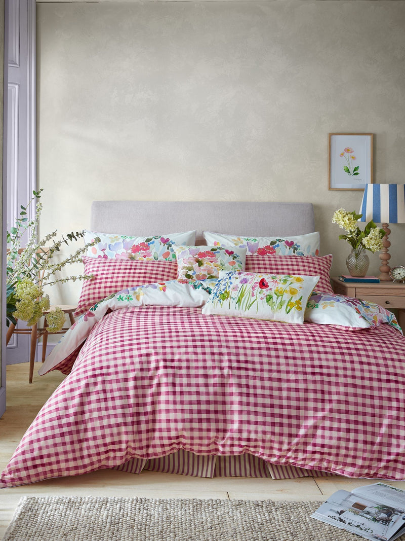 Bluebellgray Cerise Pink Flora duvet cover and pillowcase set - British product