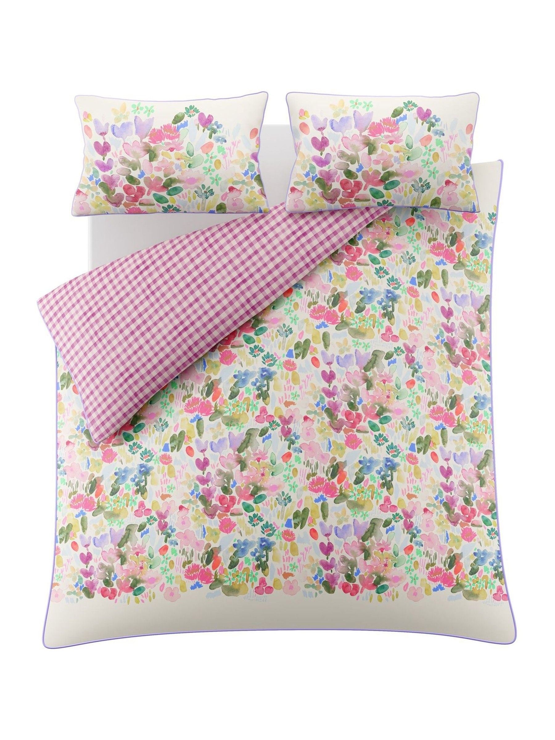 Bluebellgray Cerise Pink Flora duvet cover and pillowcase set - British product