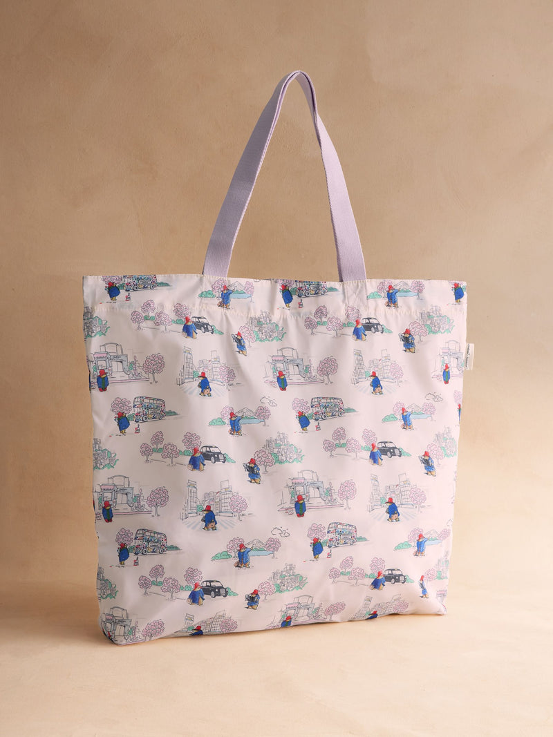 Cath Kidston large foldaway tote bag in Ecru Paddington design (British brand)
