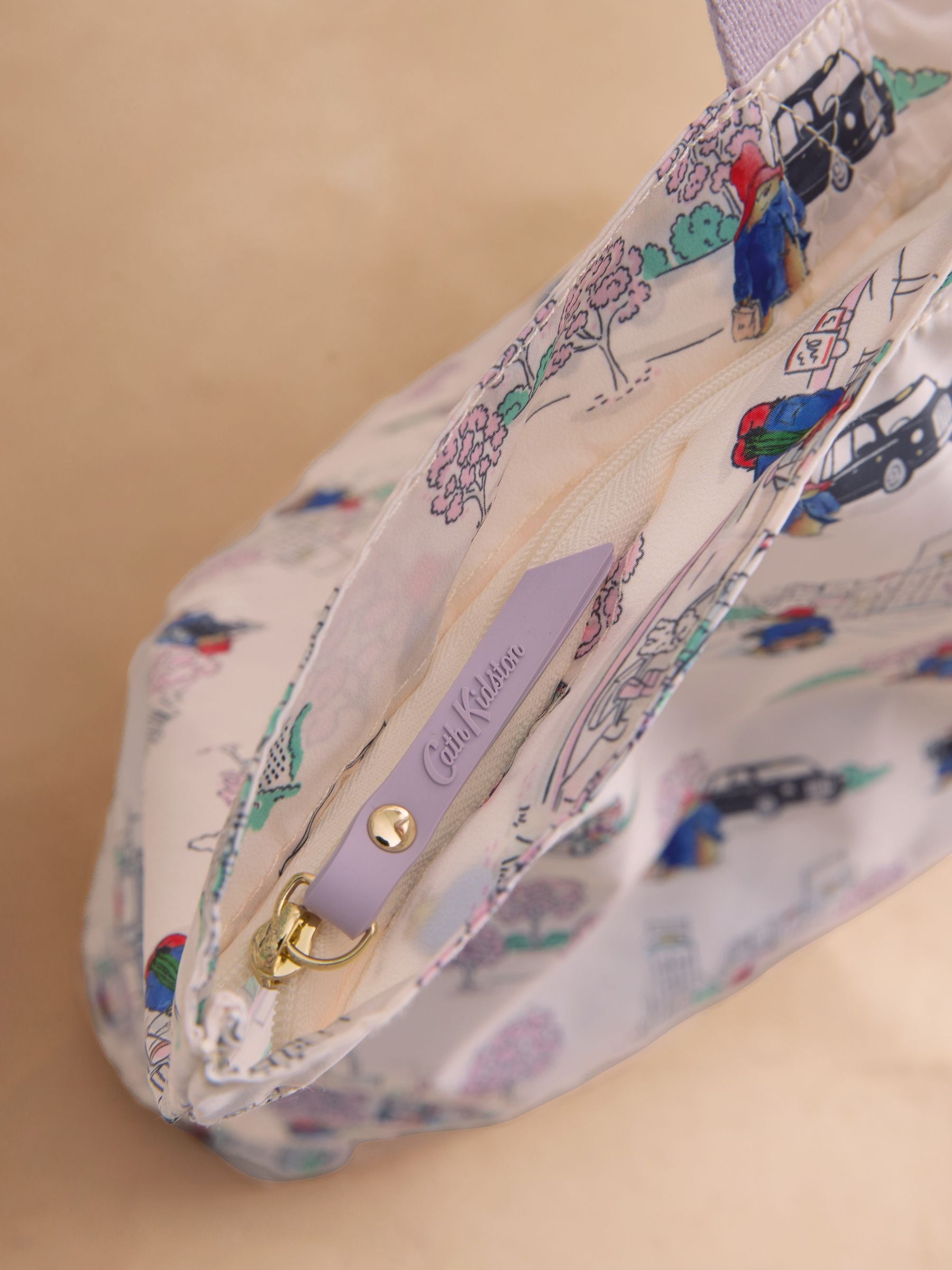 Cath Kidston large foldaway tote bag in Ecru Paddington design (British brand)