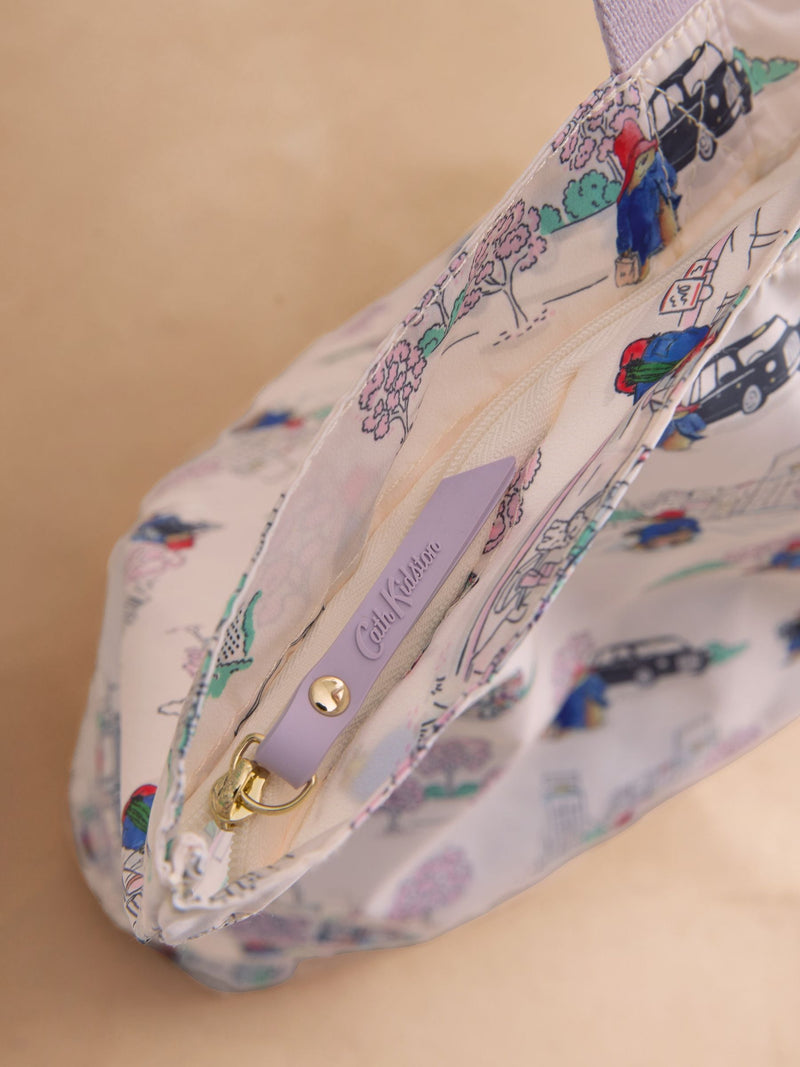 Cath Kidston large foldaway tote bag in Ecru Paddington design (British brand)