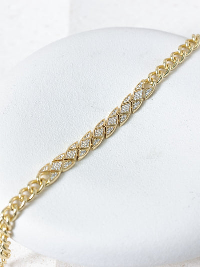 Jon Richard Gold 14K Vergoldetes und Pavé-Gliederarmband