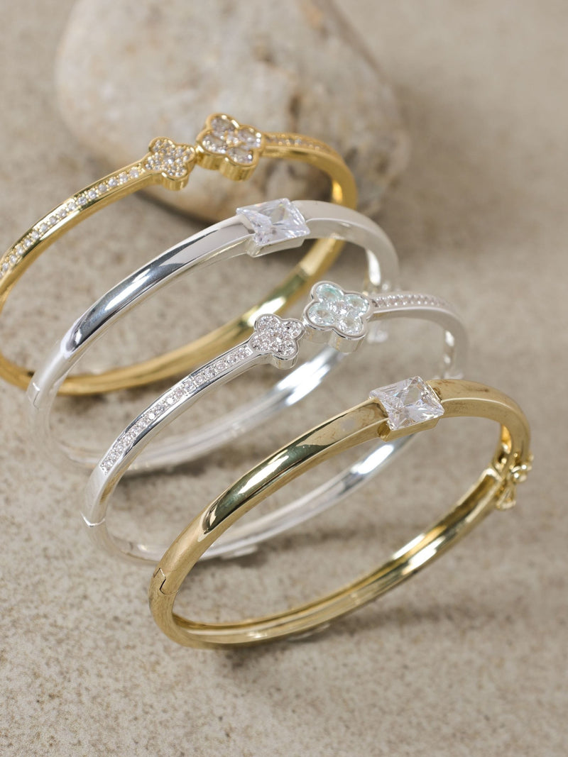 Jon Richard gold plated pave clover bangle, UK version