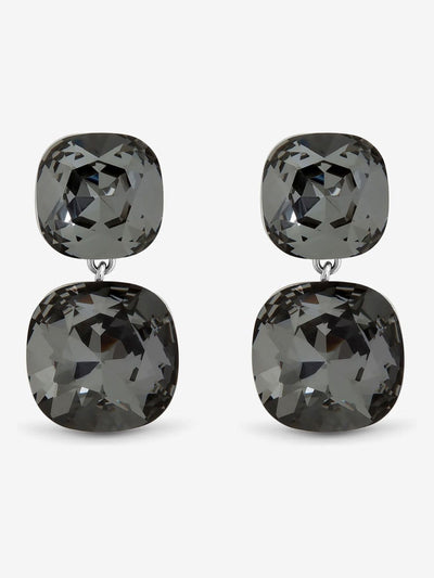 Jon Richard Silber rhodiniert und schwarzer Diamant Tropfen-Ohrringe