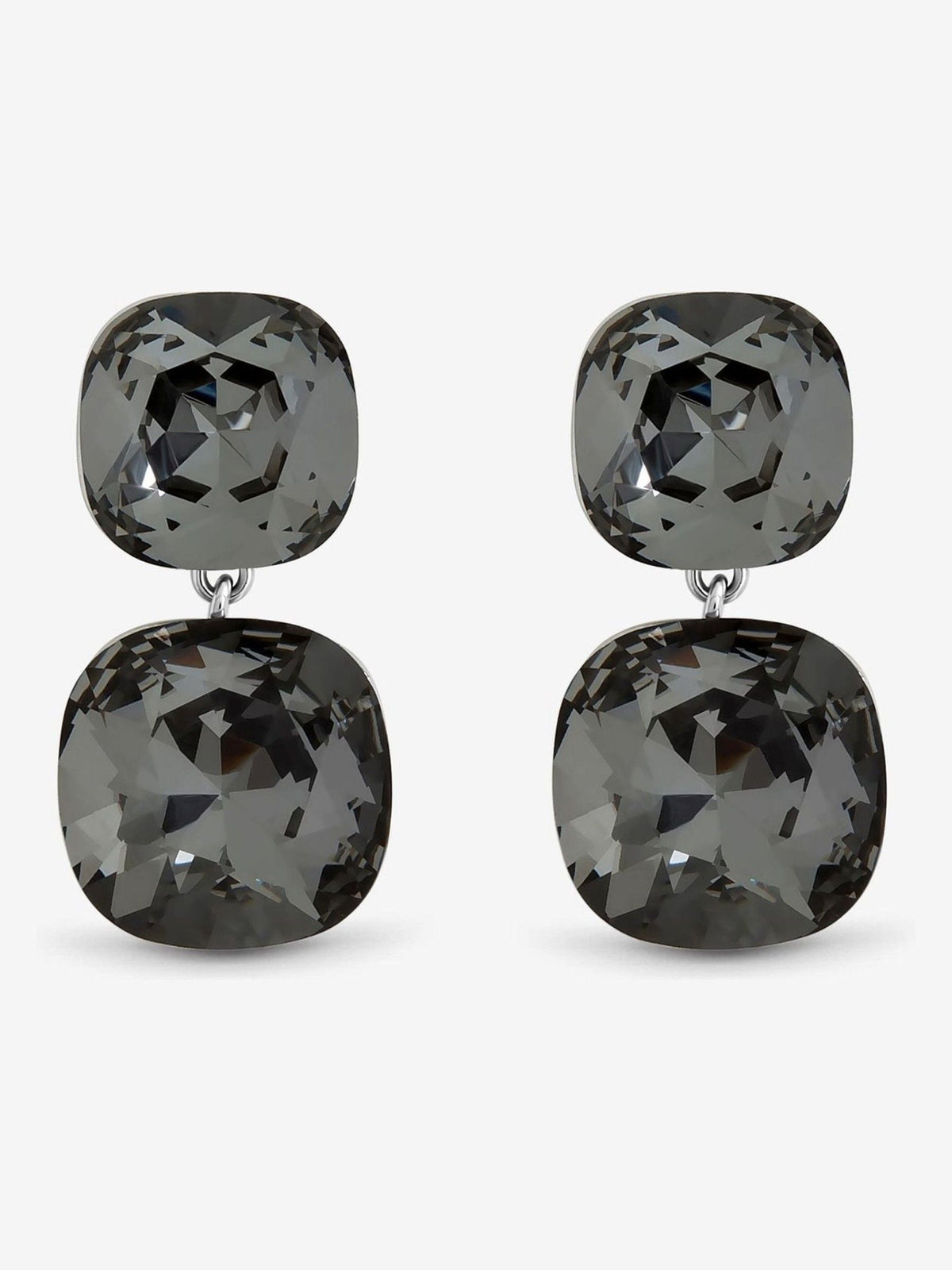 Jon Richard Silver Rhodium Plated and Black Diamond Drop Earrings
