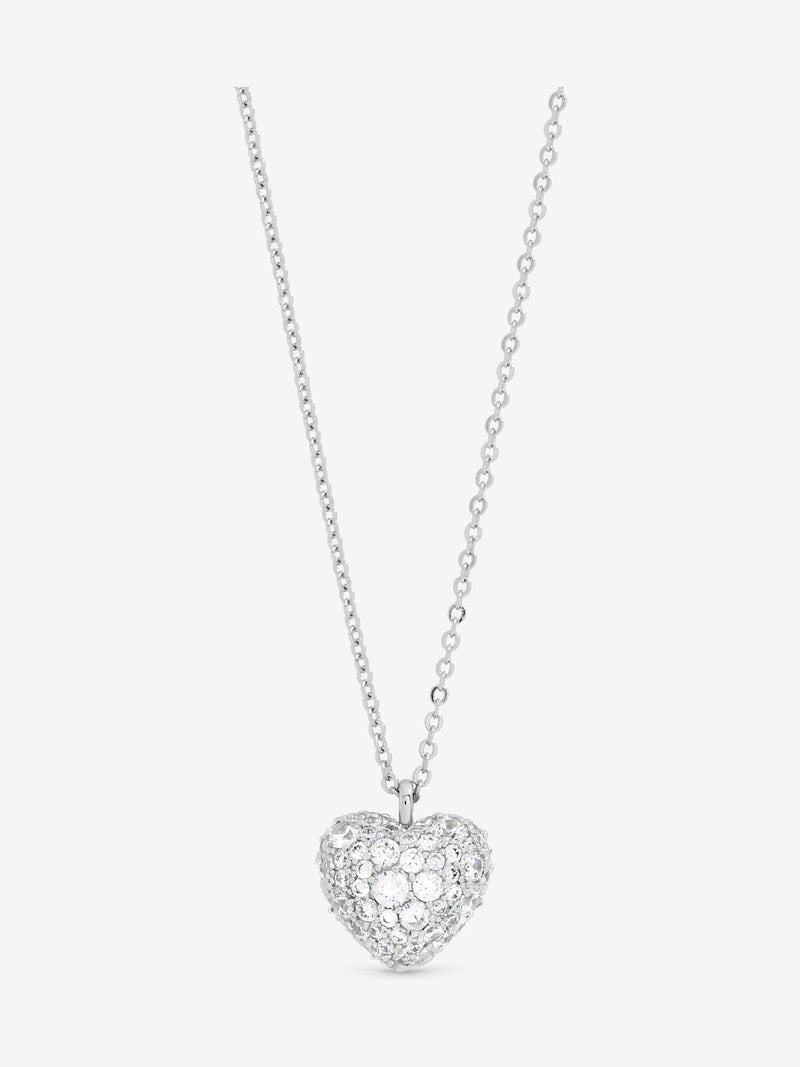 Rhodium Plated Heart Pendant with Pave Crystals in Gift Box