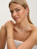 Jon Richard Silver Rhodium Plated Diamond Station Clover Bracelet 190.5mm, UK version