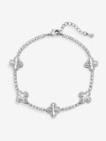 Jon Richard Silver Rhodium Plated Diamond Station Clover Bracelet 190.5mm, UK version