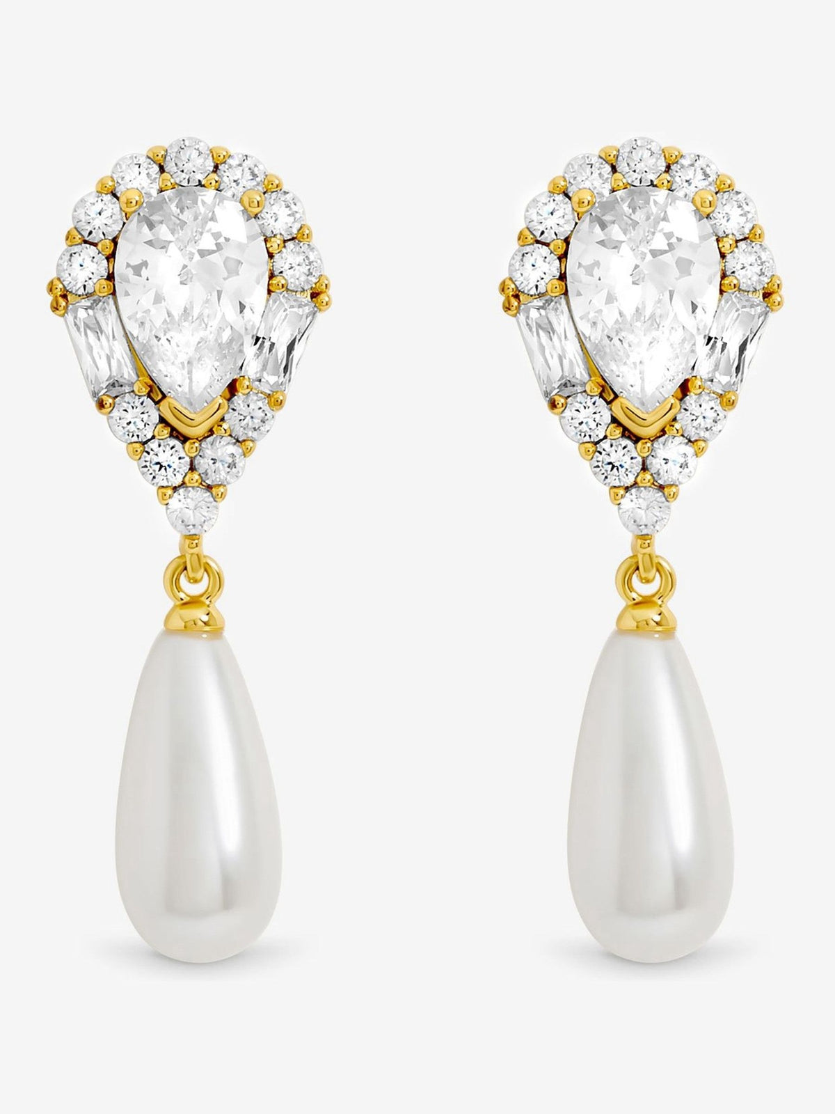 Jon Richard crystal and pearl drop earrings 7mm x 14mm, UK version