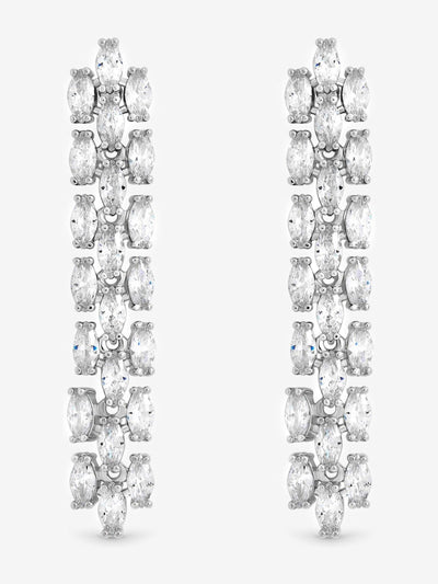 Neste Rodiumbelagte Cubic Zirconia Navette Dråpeøredobber 45 mm - Kjøp online hos McGrocer