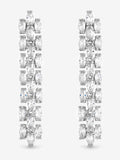 Rhodium Plated Cubic Zirconia Navette Drop Earrings 45mm