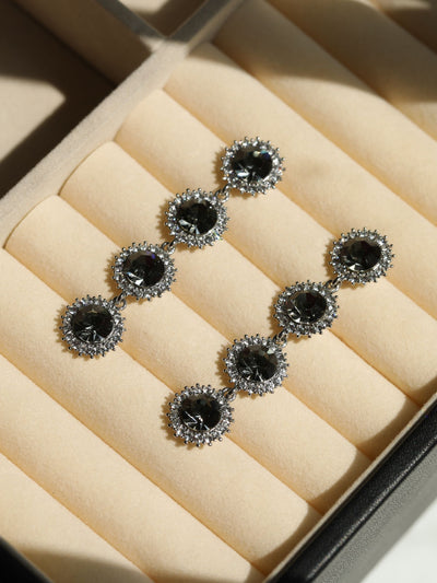 Next Jon Richard Silver Tone Black Diamond Statement Drop Earrings- Buy online at McGrocer
