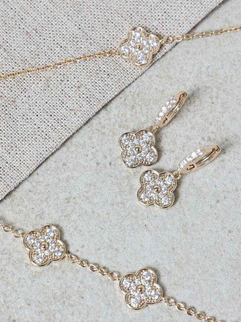 Jon Richard Gold Plated Pave Clover Necklace