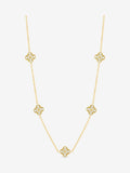 Gold Plated Clover Necklace with Pave Crystals and Jet, 17' Chain and Extender