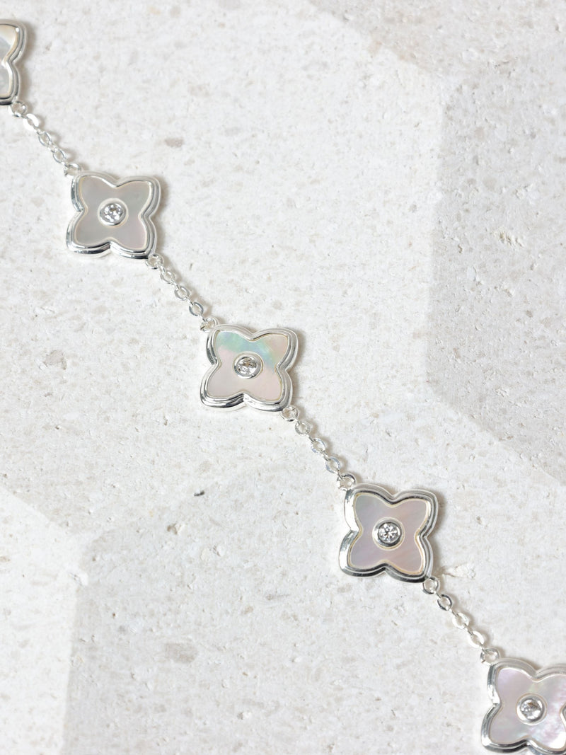 Jon Richard Silver Plated and Mother of Pearl Clover Bracelet