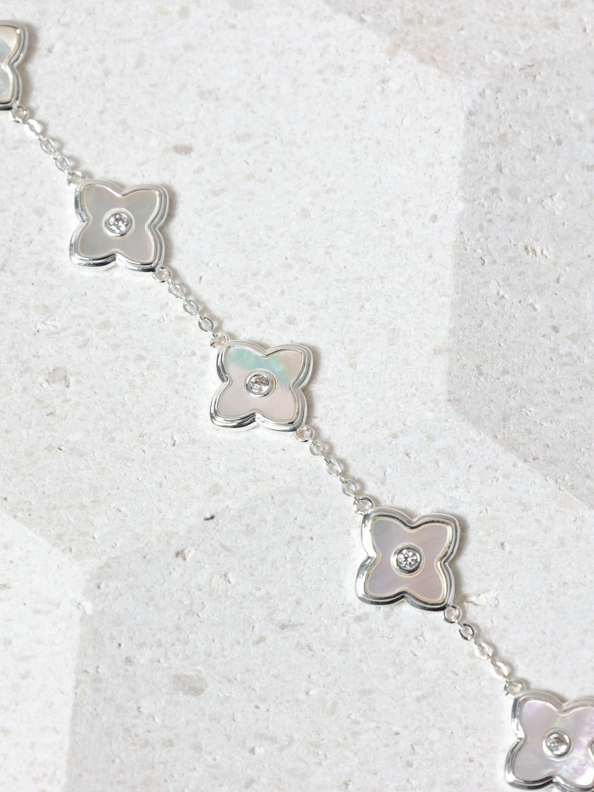 Jon Richard Silver Plated and Mother of Pearl Clover Bracelet