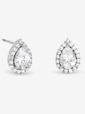 Jon Richard Silver Rhodium Plated Pear Halo Stud Earrings