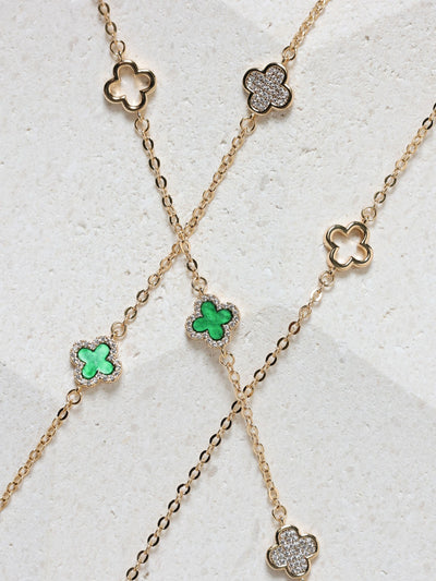Next Jon Richard Gold Plated Pave and Malachite Clover Halskette - Online bei McGrocer kaufen