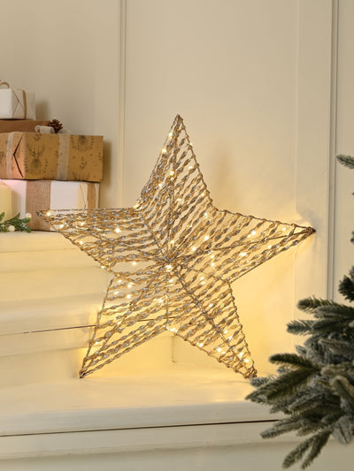 Next Festive Gold Pre Lit Champagne Gold LED Star Decoration 60cm- Buy online at McGrocer