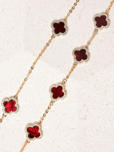 Next Jon Richard Gold Tone Carnelian Station Clover Necklace- Buy online at McGrocer