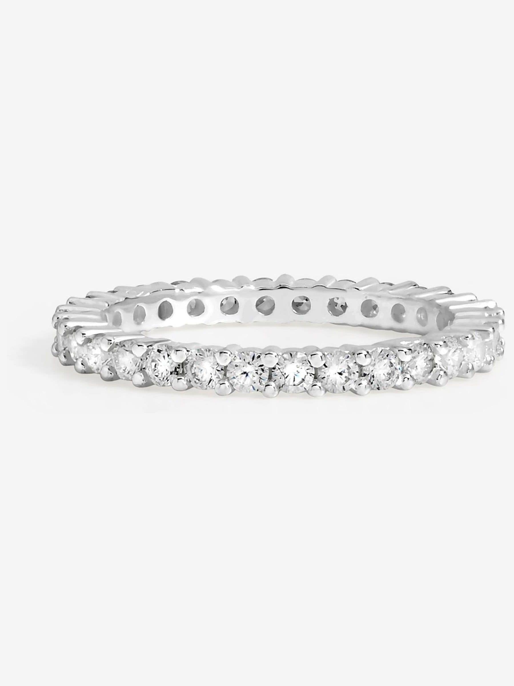 925 Sterling Silver Cubic Zirconia Pave Eternity Ring