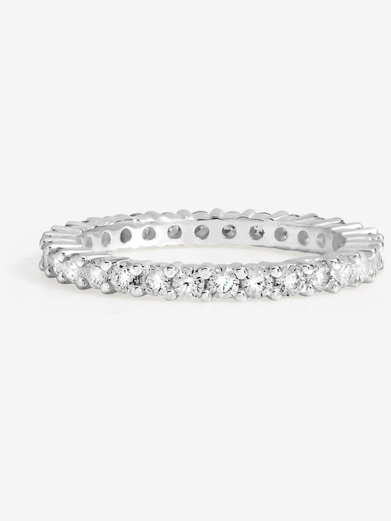 925 Sterling Silver Cubic Zirconia Pave Eternity Ring