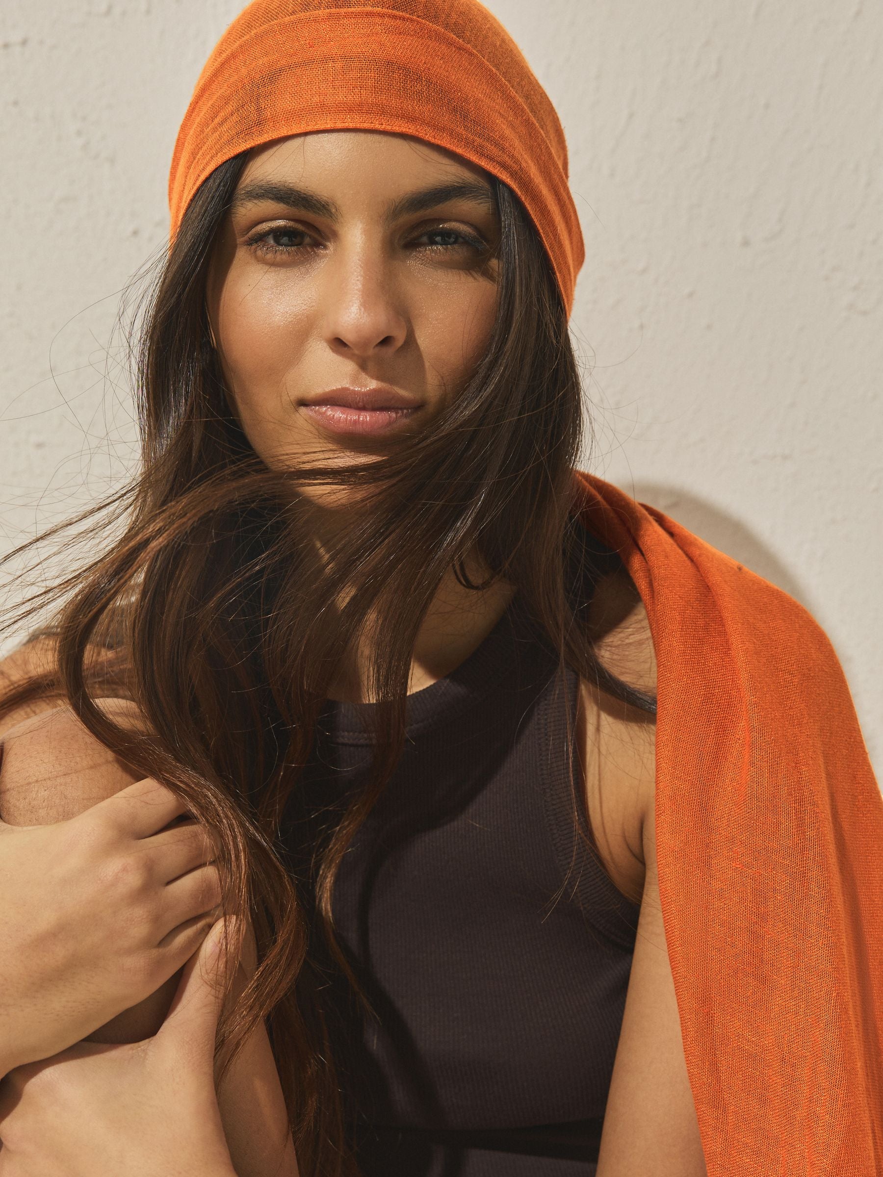 Rust brown multiway scarf sarong with tassels, imported from the UK
