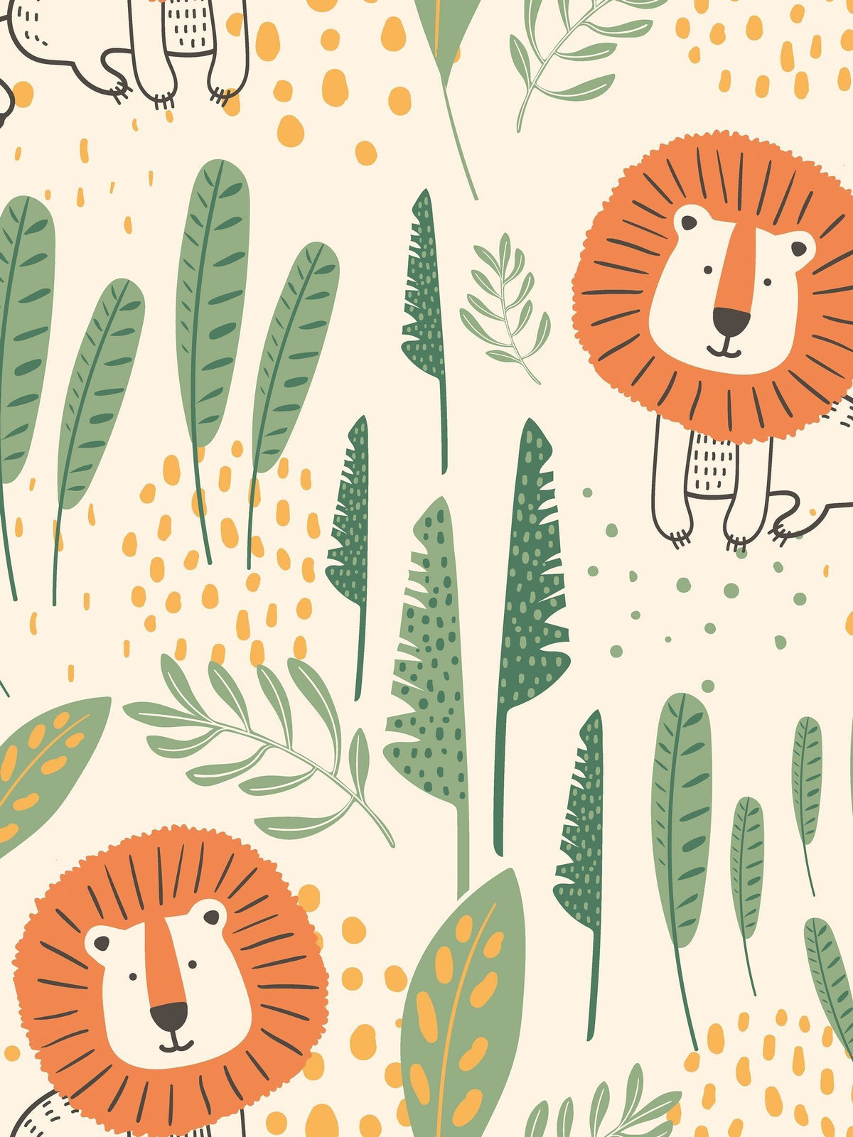 Hoopla Walls Honey Mallow Happy Lion A4 Wallpaper Sample